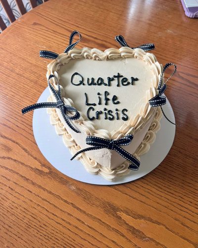 "Quarter Life Crisis" Vintage Heart Cake