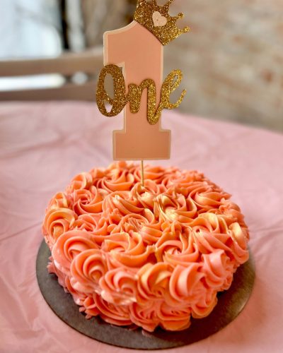 Pink Rosette Princess Smash Cake